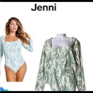 Jenni Mint Green Marble Print Long Sleeve Bodysuit